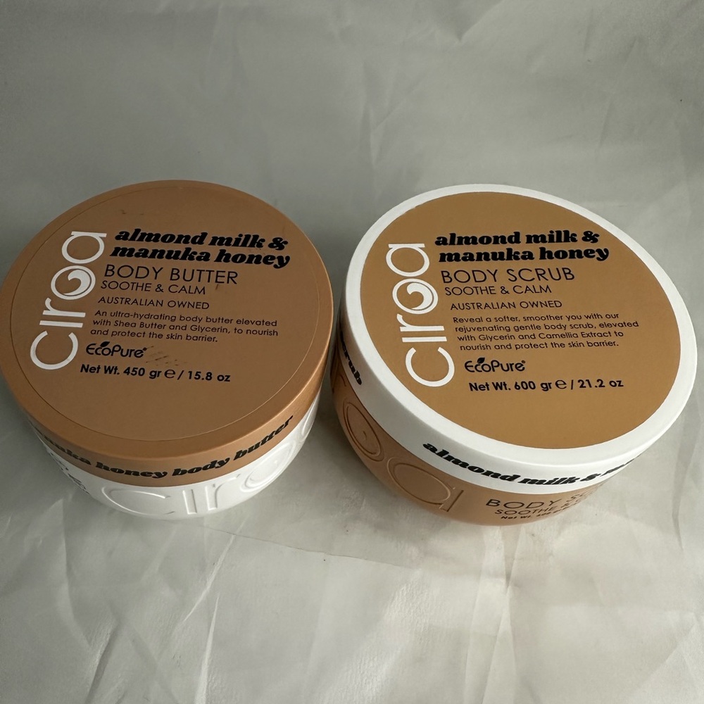 Ciroa Almond Milk & Manuka Honey Soothe & Calm Body Butter15.8oz & Scrub 21.16oz